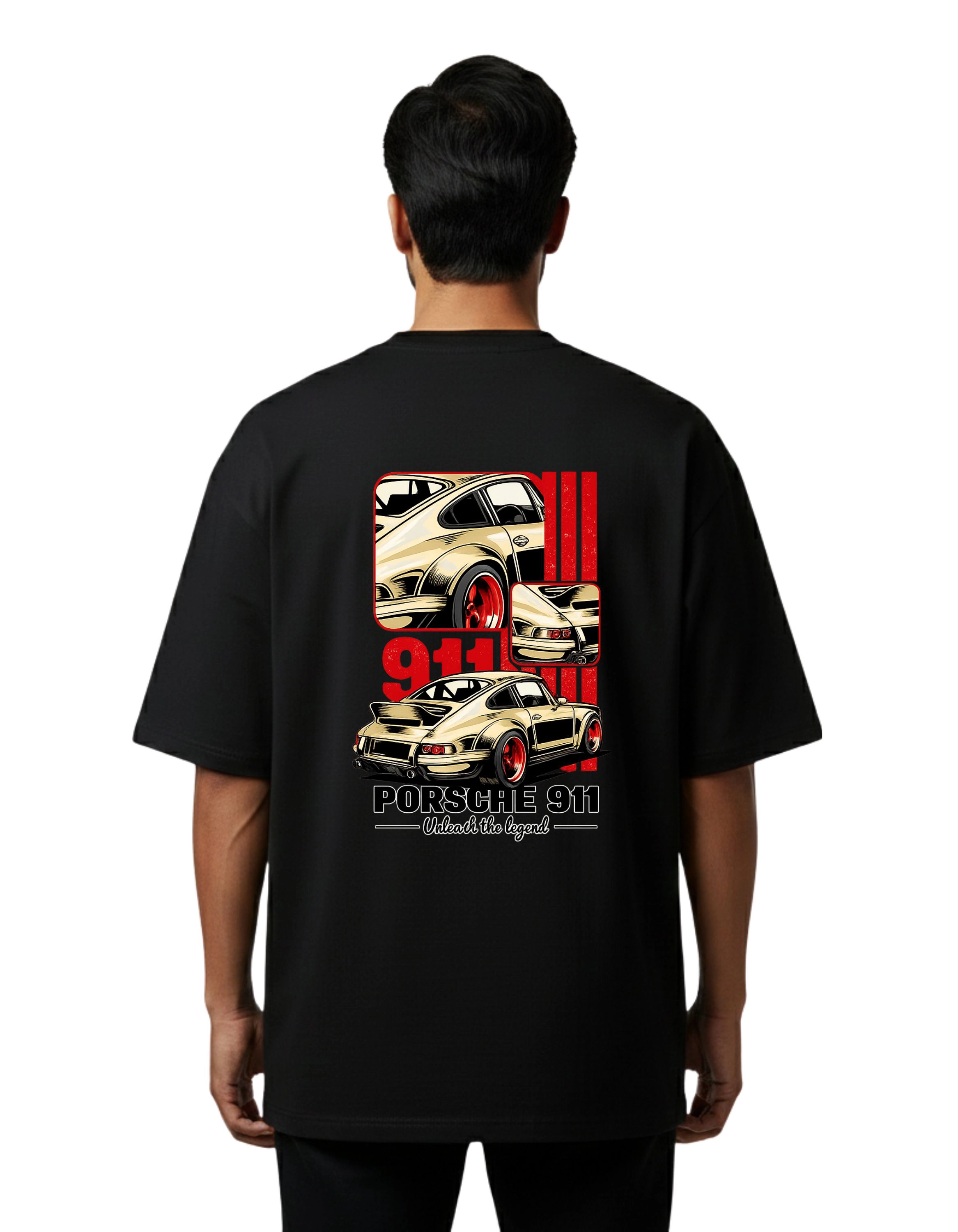 Porsche 911 Legacy Oversize Cotton French Terry T-Shirt 240 GSM Black