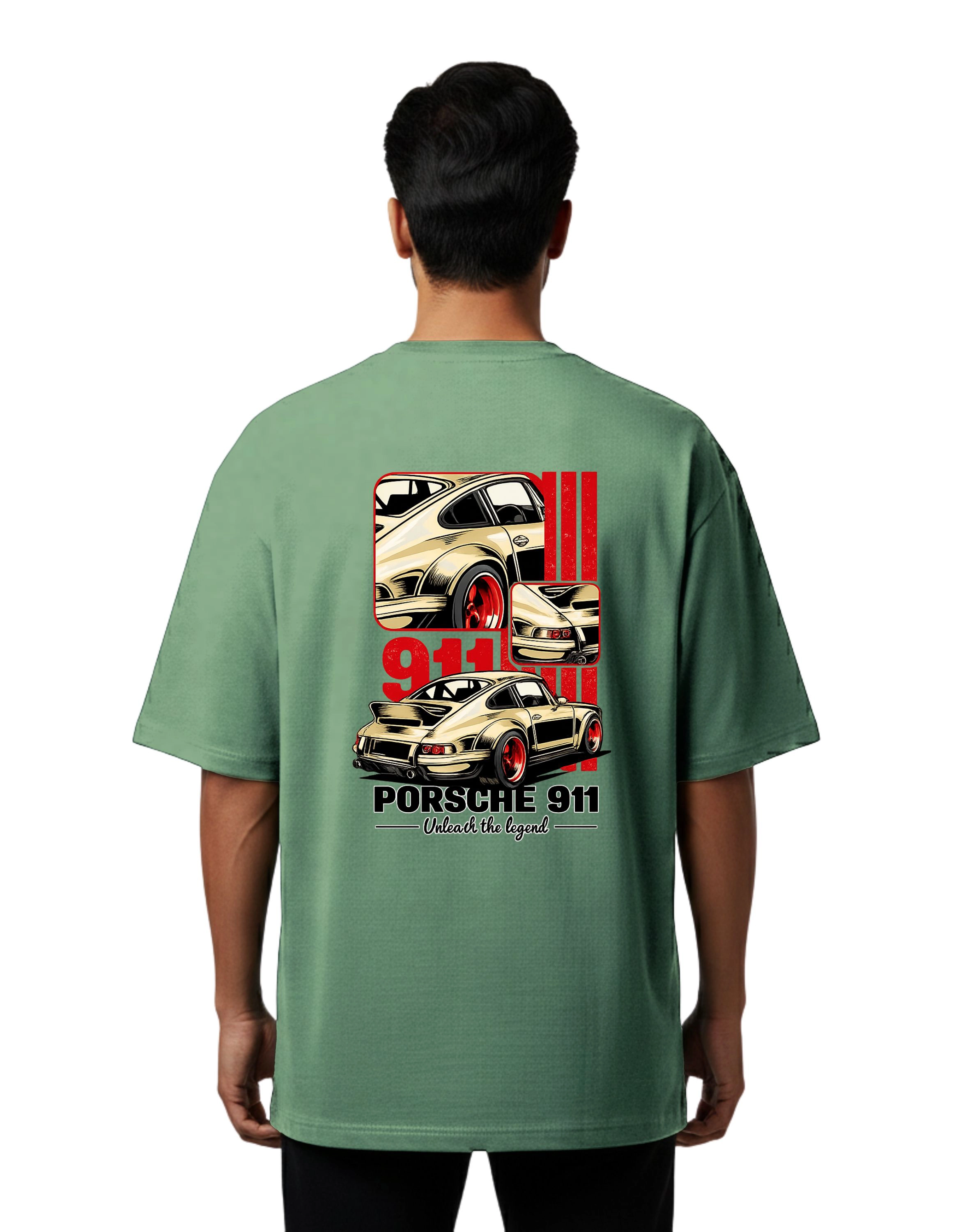 Porsche 911 Legacy Oversize Cotton French Terry T-Shirt 240 GSM D Green