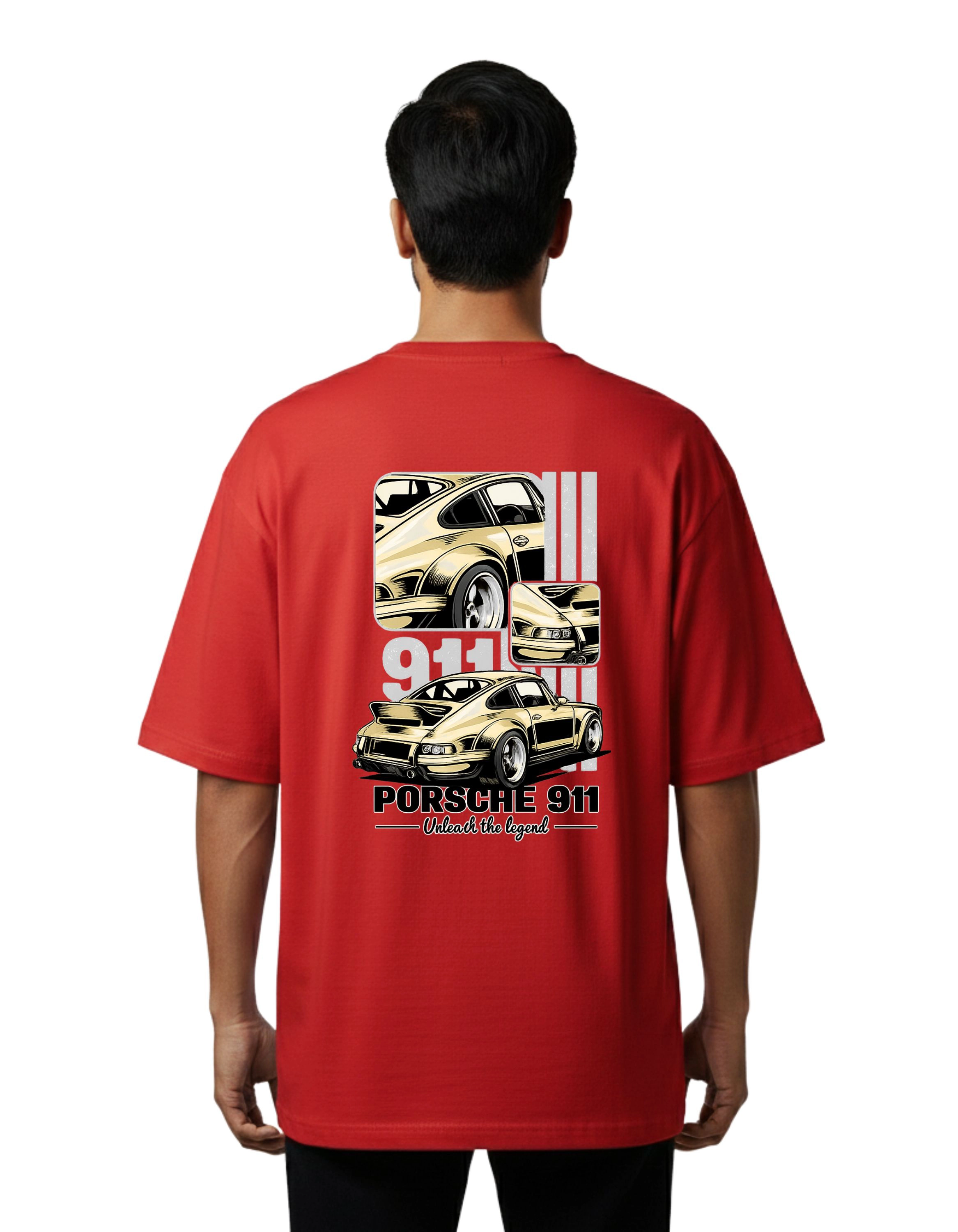 Porsche 911 Legacy Oversize Cotton French Terry T-Shirt 240 GSM Red
