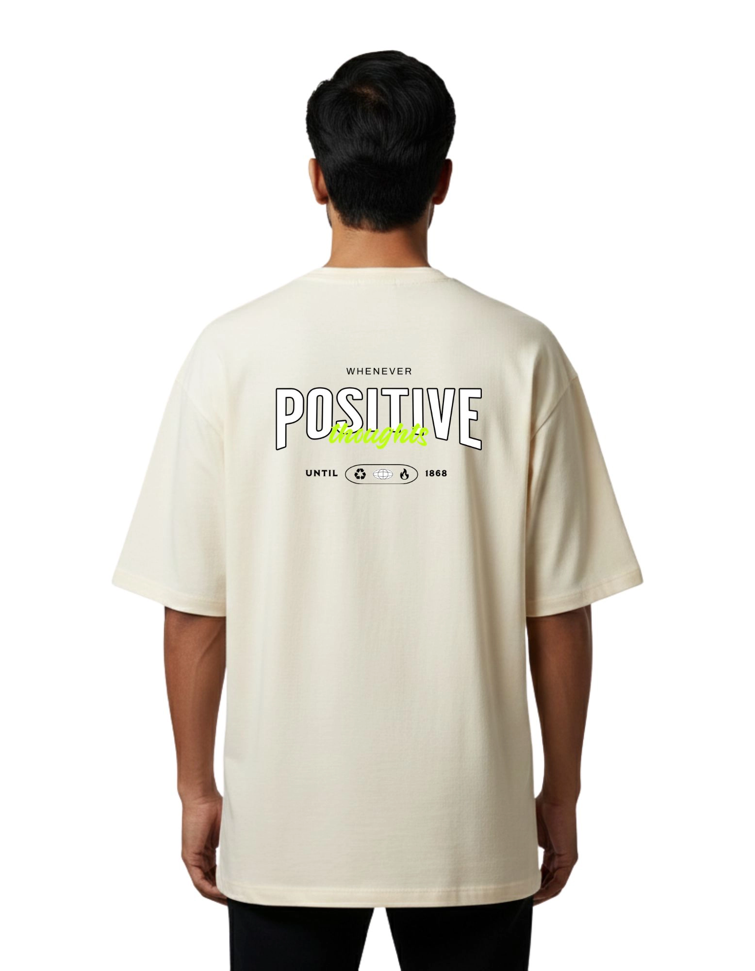 Positive Thoughts Oversize Cotton French Terry T-Shirt 240 GSM Beige