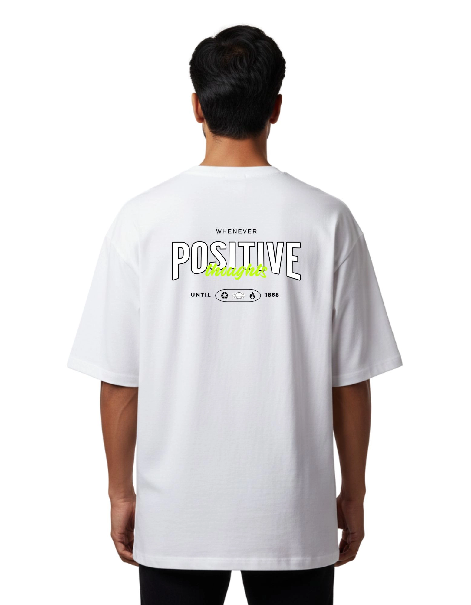 Positive Thoughts Oversize Cotton French Terry T-Shirt 240 GSM White