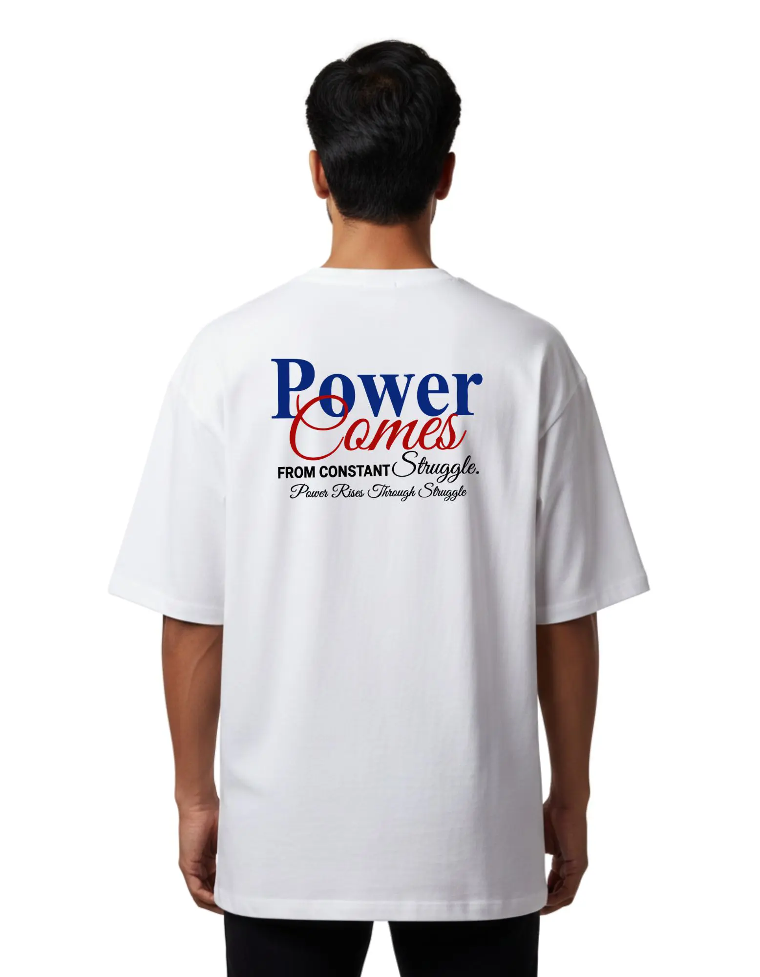 Power Comes Oversize Cotton French Terry T-Shirt 240 GSM White