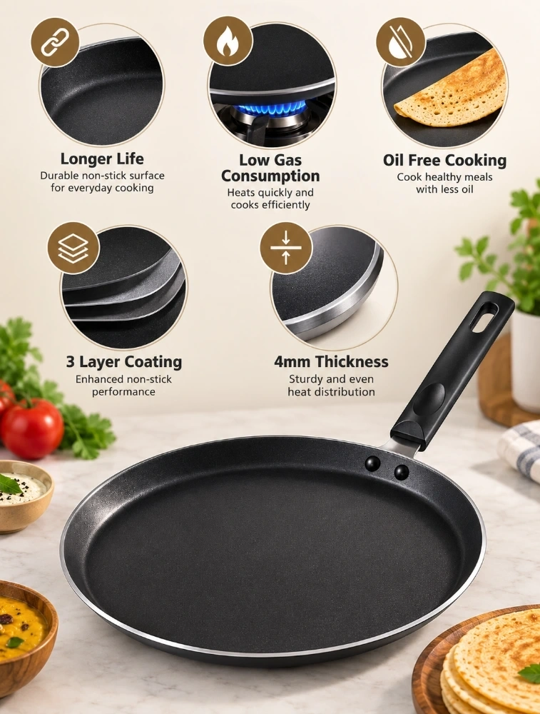 Premium Non Stick 4 MM Flat Dosa Tawa