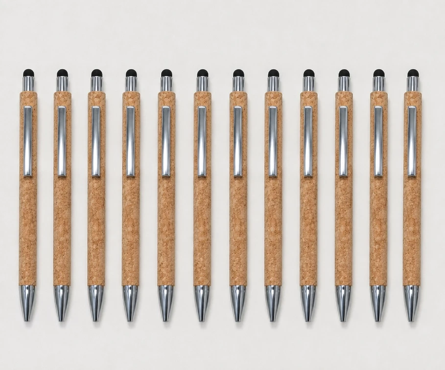 Premium Wooden Cork Stylus Ball Pen Pack of 12