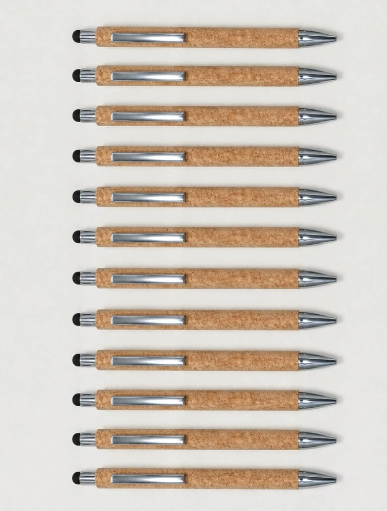 Premium Wooden Cork Stylus Ball Pen Pack of 12 — bulk from ₹350