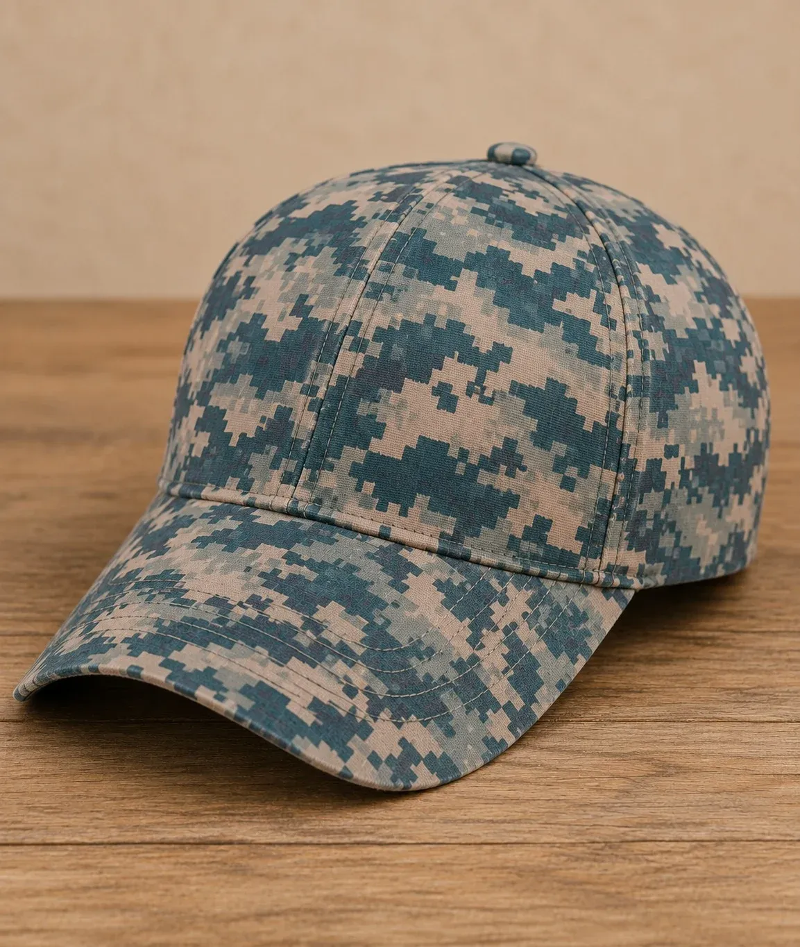 Printed Polycotton Regular 6 Panel Cap with Visor Stitches and Velcro