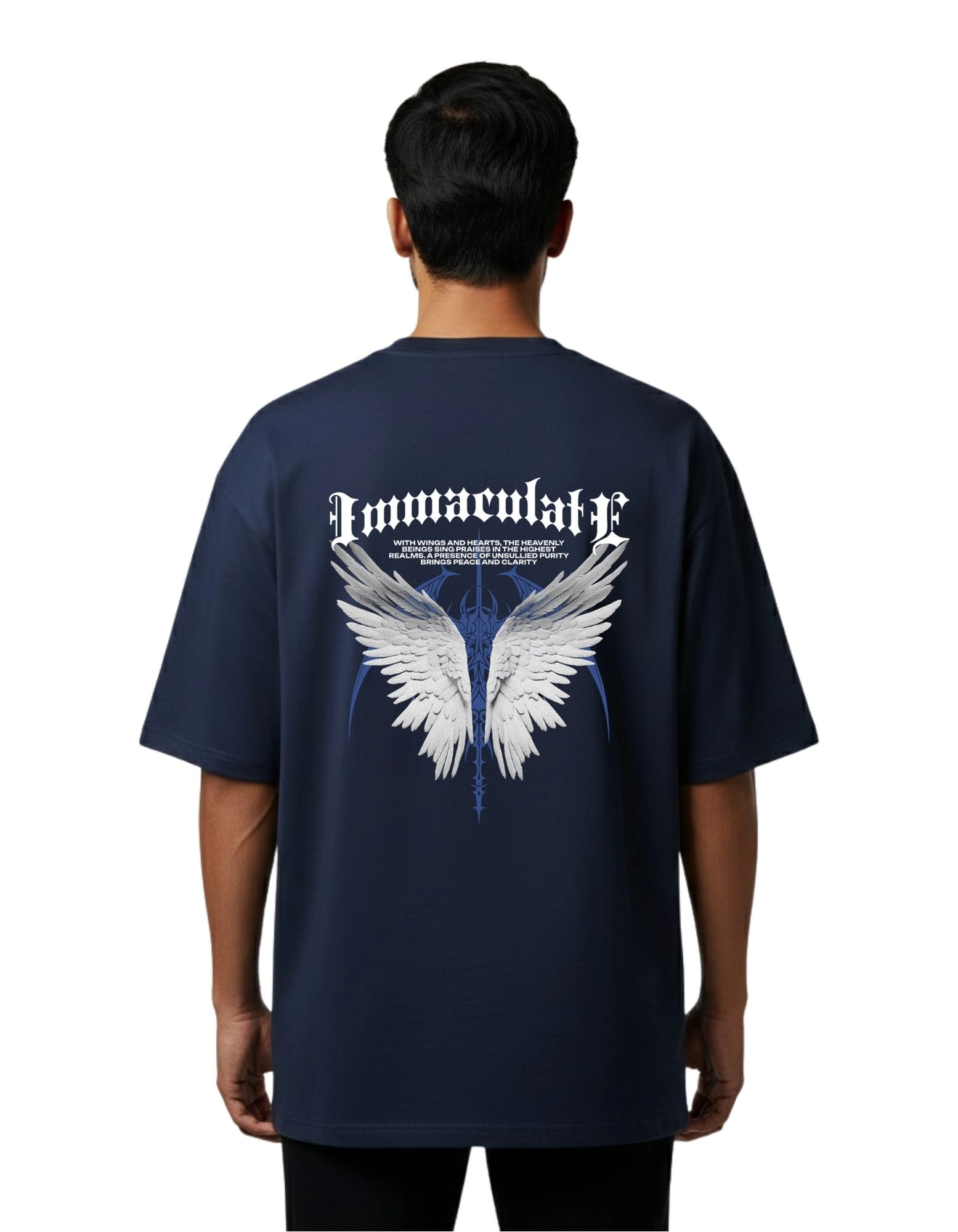 Pure Soul Oversized Cotton French Terry T-Shirt 240 GSM Navy Blue