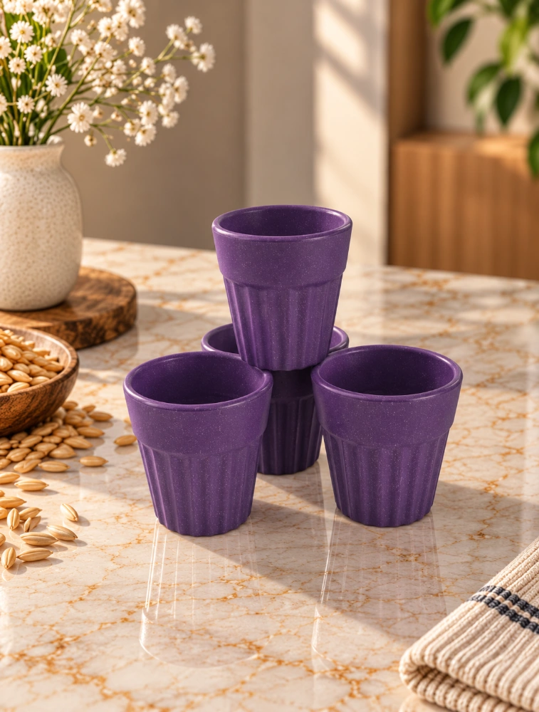 Purple   Mini  Husk Chai 4 Piece Of Cups 85ml