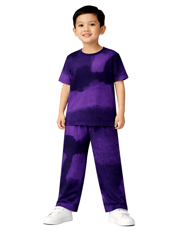 Purple Boys Printed Lounge Sets