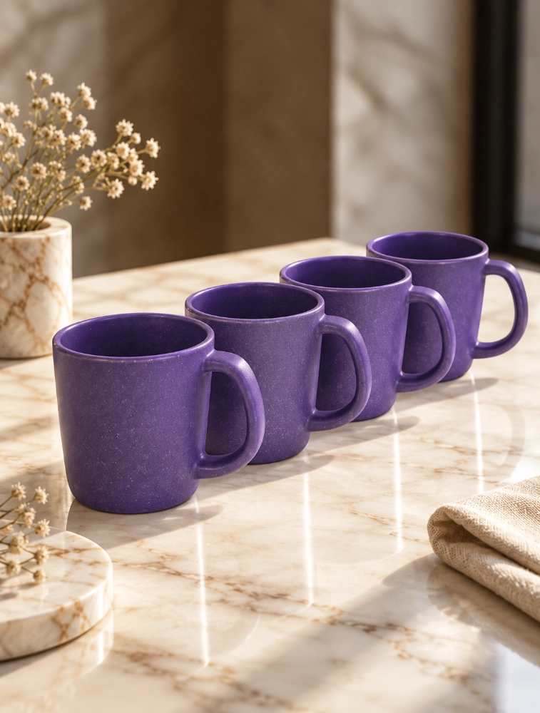 Purple Pebble  Brew  4 Piece Of Mugs 150ml