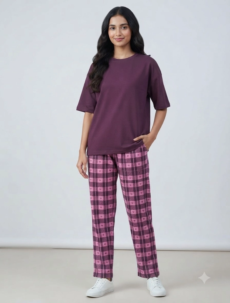 Purple Womens Everyday Comfort Casual CoOrd Set