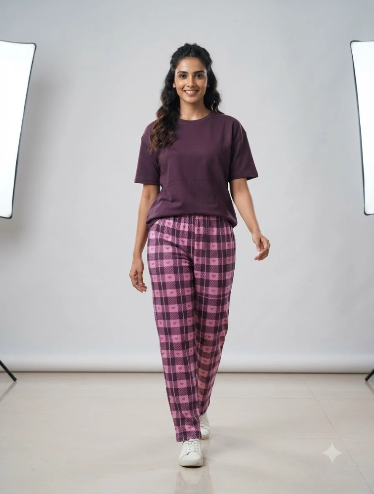 Purple Womens Everyday Comfort Casual CoOrd Set 