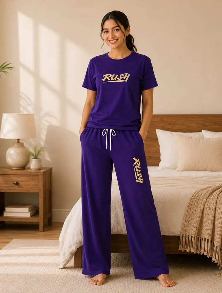 Purple Womens Premium Printed Night Wear