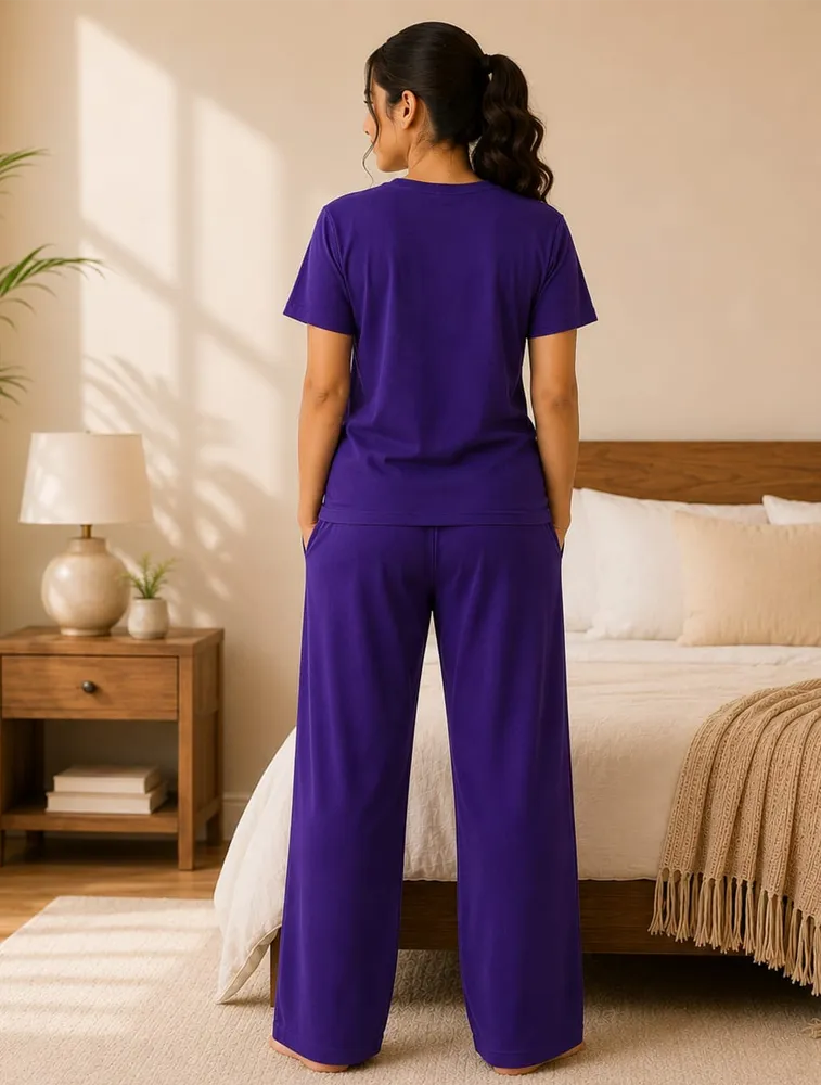 Purple Womens Premium Printed Night Wear — bulk from ₹627