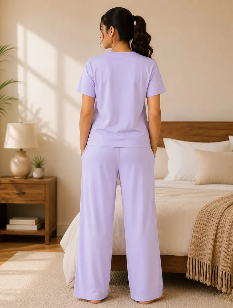 Lavender Womens Premium Printed Night Wear 