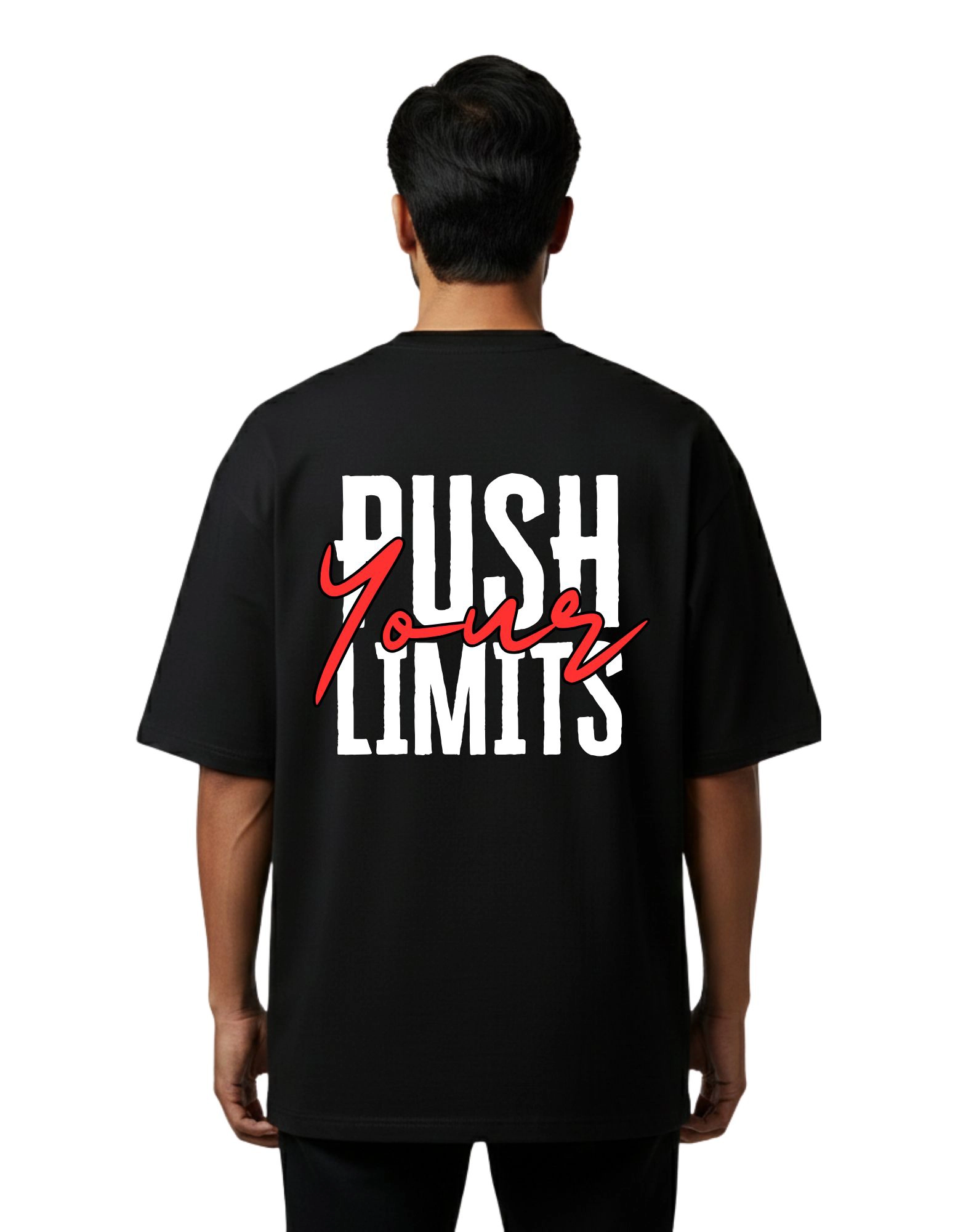 Push Your Limits Oversized French Terry 240 GSM T-Shirt Black