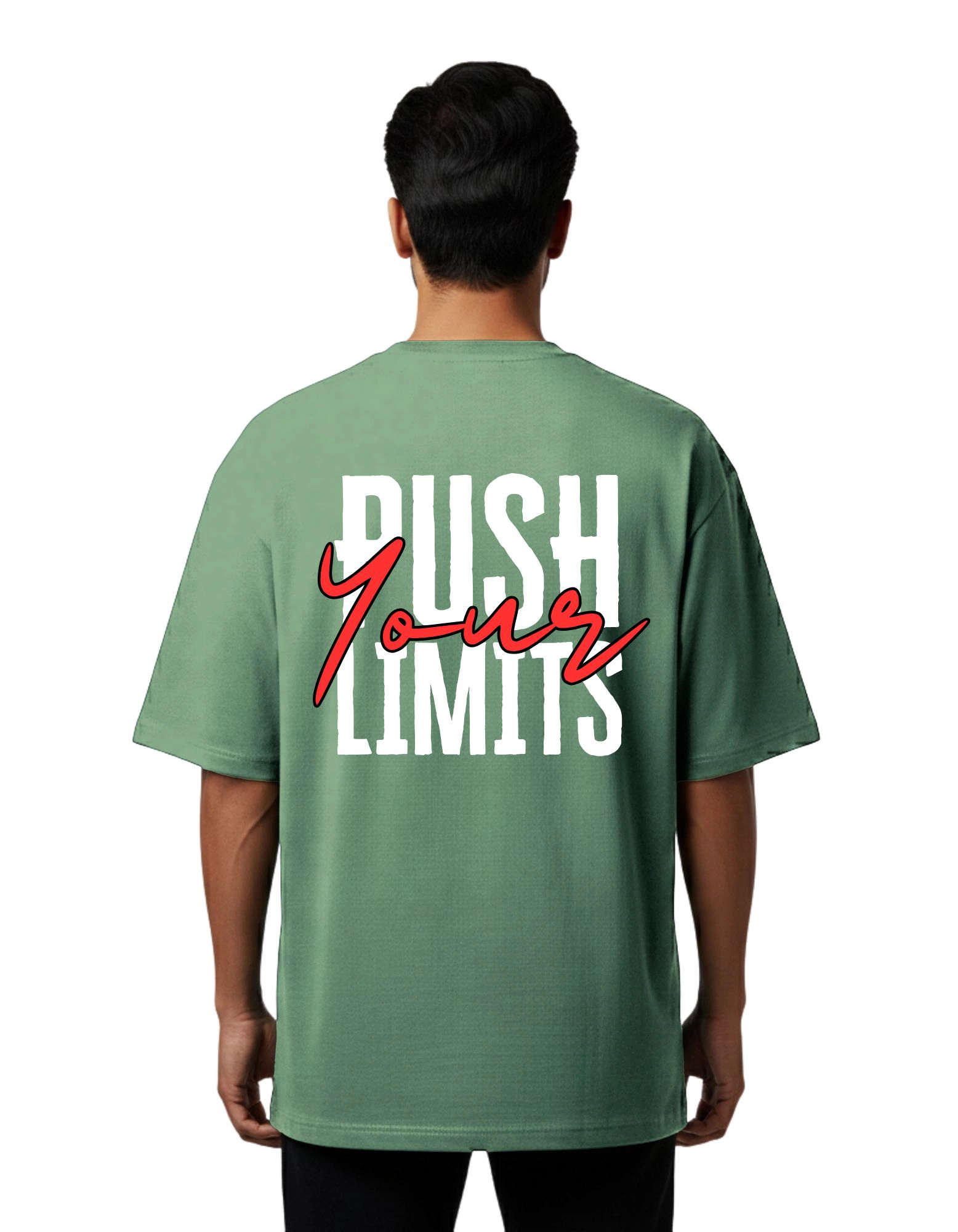 Push Your Limits Oversized French Terry 240 GSM T-Shirt D Green