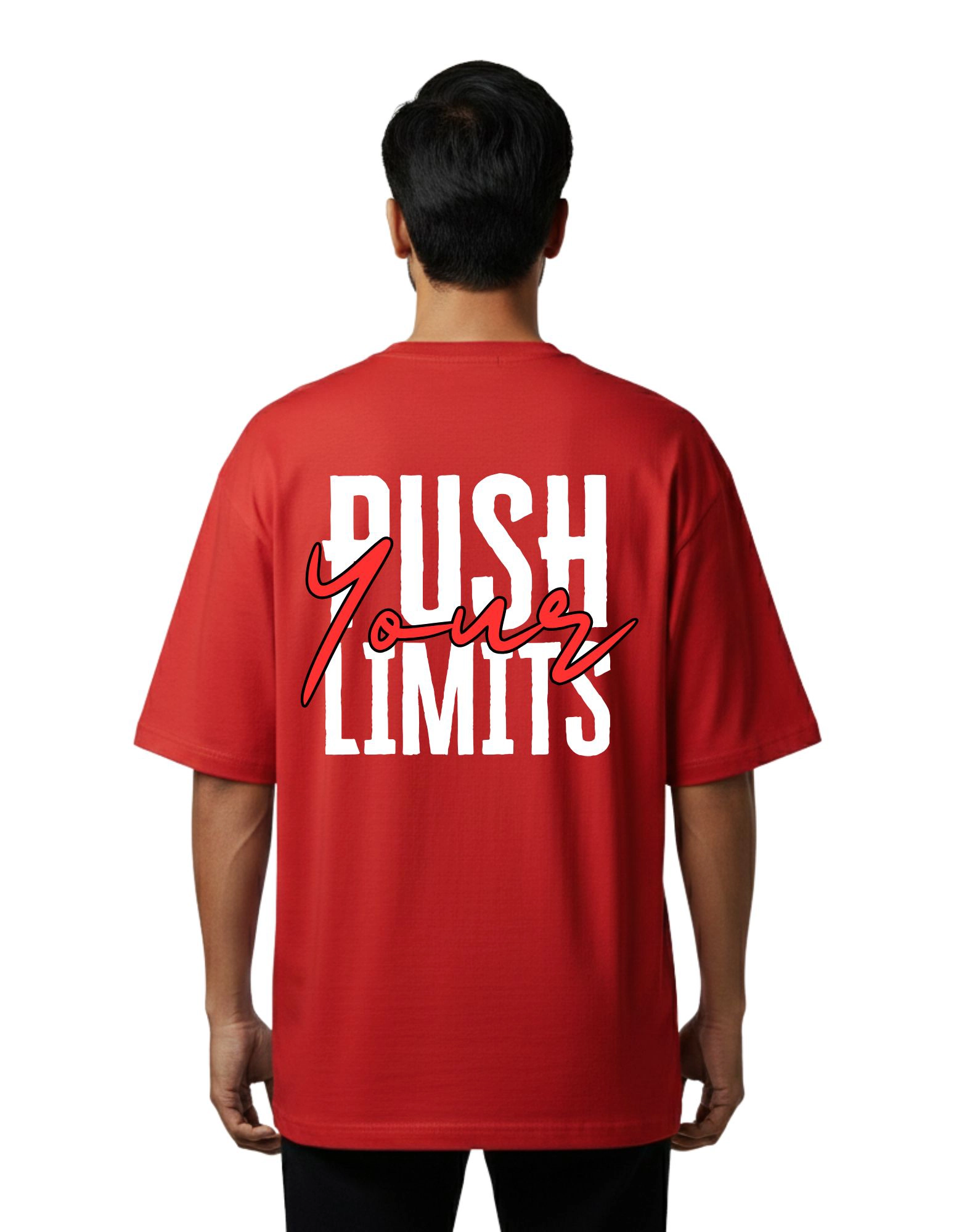 Push Your Limits Oversized French Terry 240 GSM T-Shirt Red