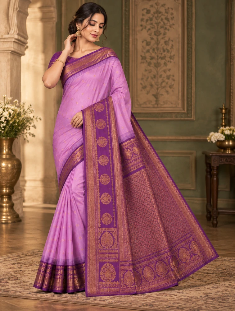 Pushsia Pink Womens Premium Semi Gadwal Saree