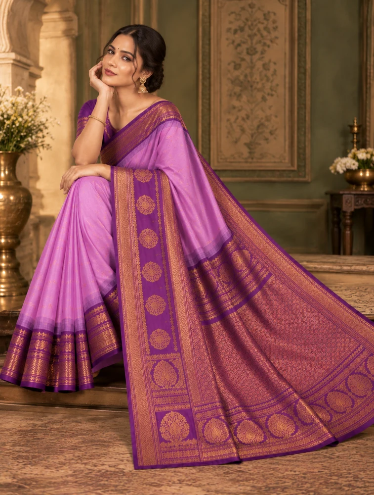 Pushsia Pink Womens Premium Semi Gadwal Saree 