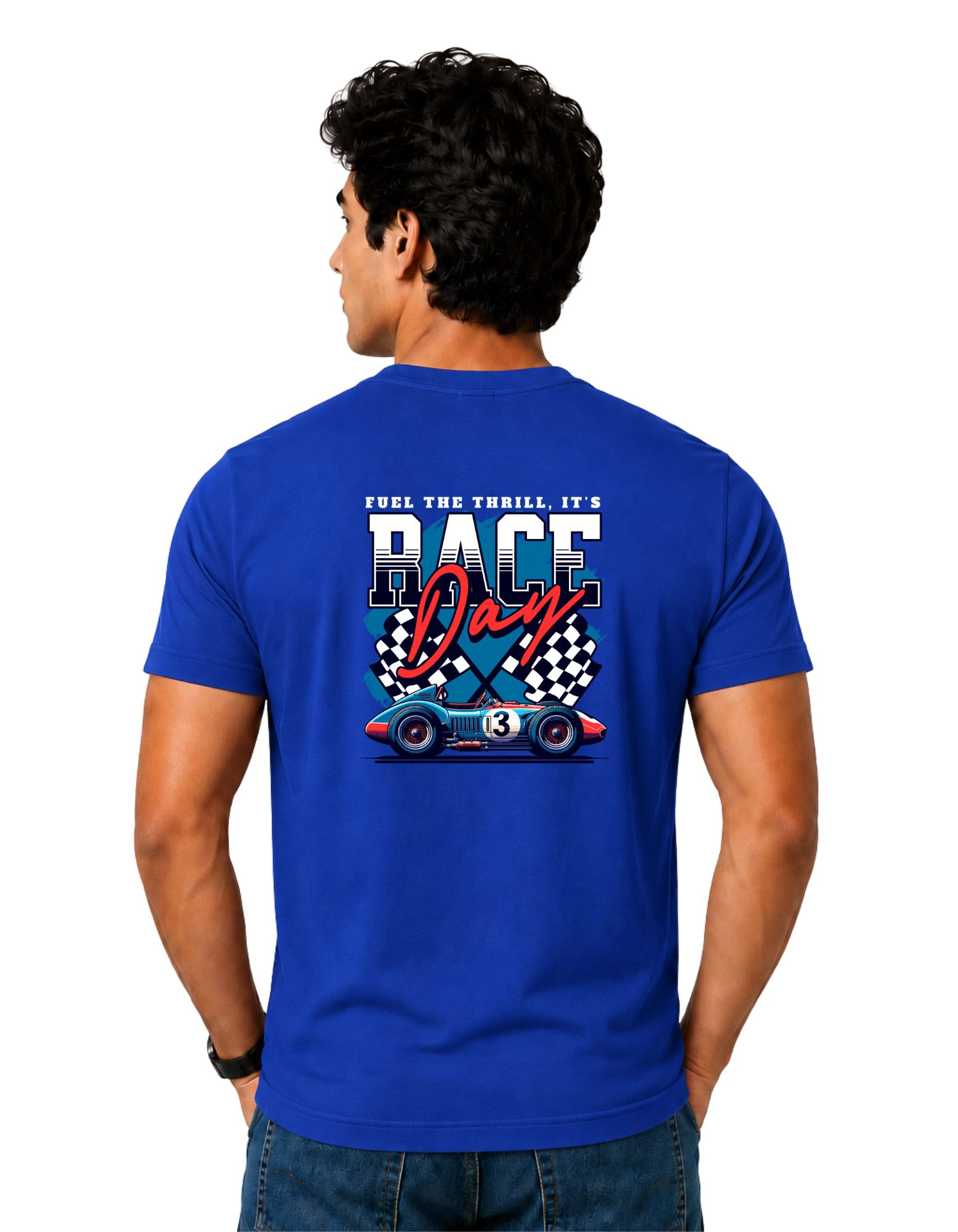 Race Day Cotton Round Neck T-Shirt 180 GSM Royal Blue