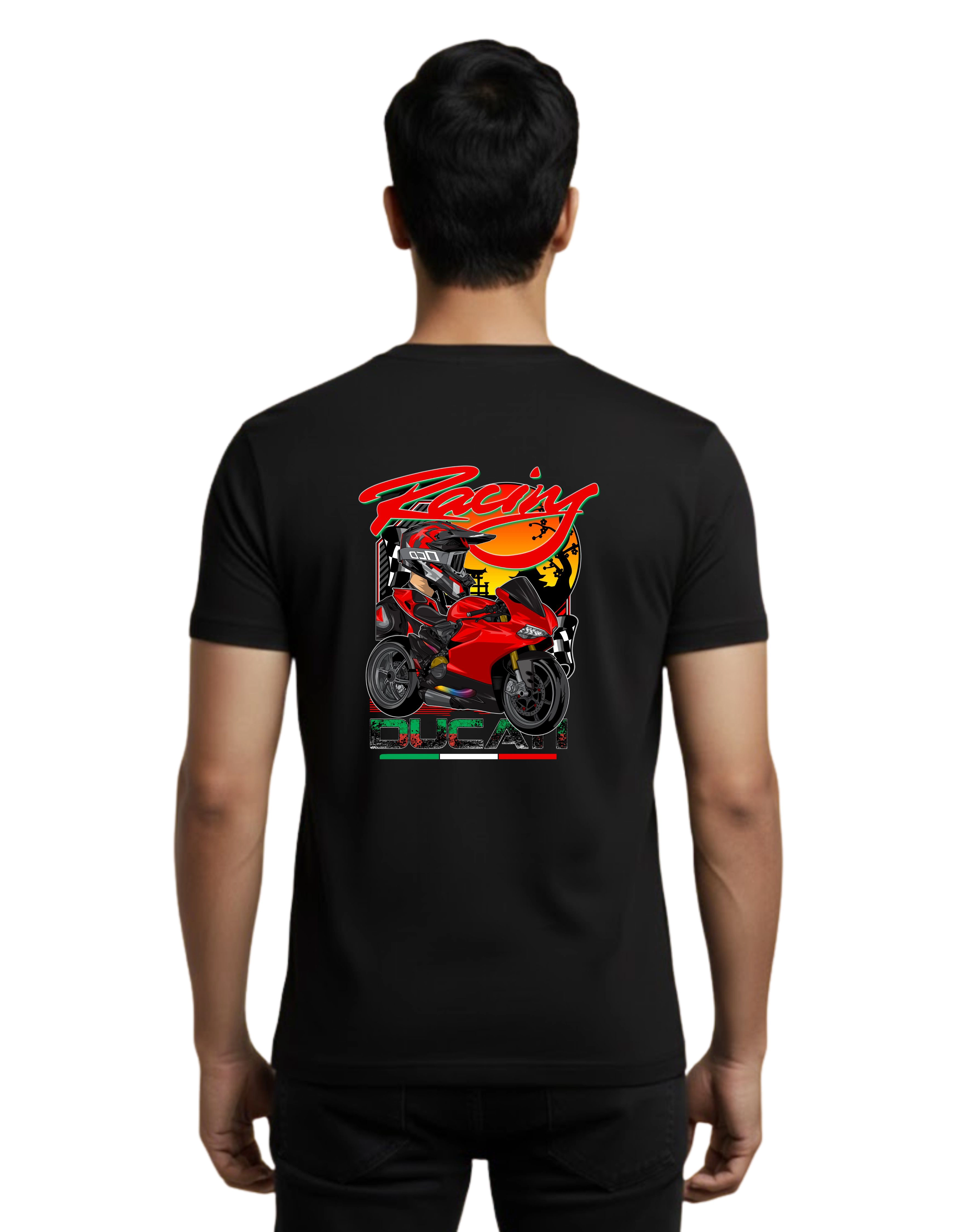 Racing Cotton Round Neck T-Shirt 180 GSM Black