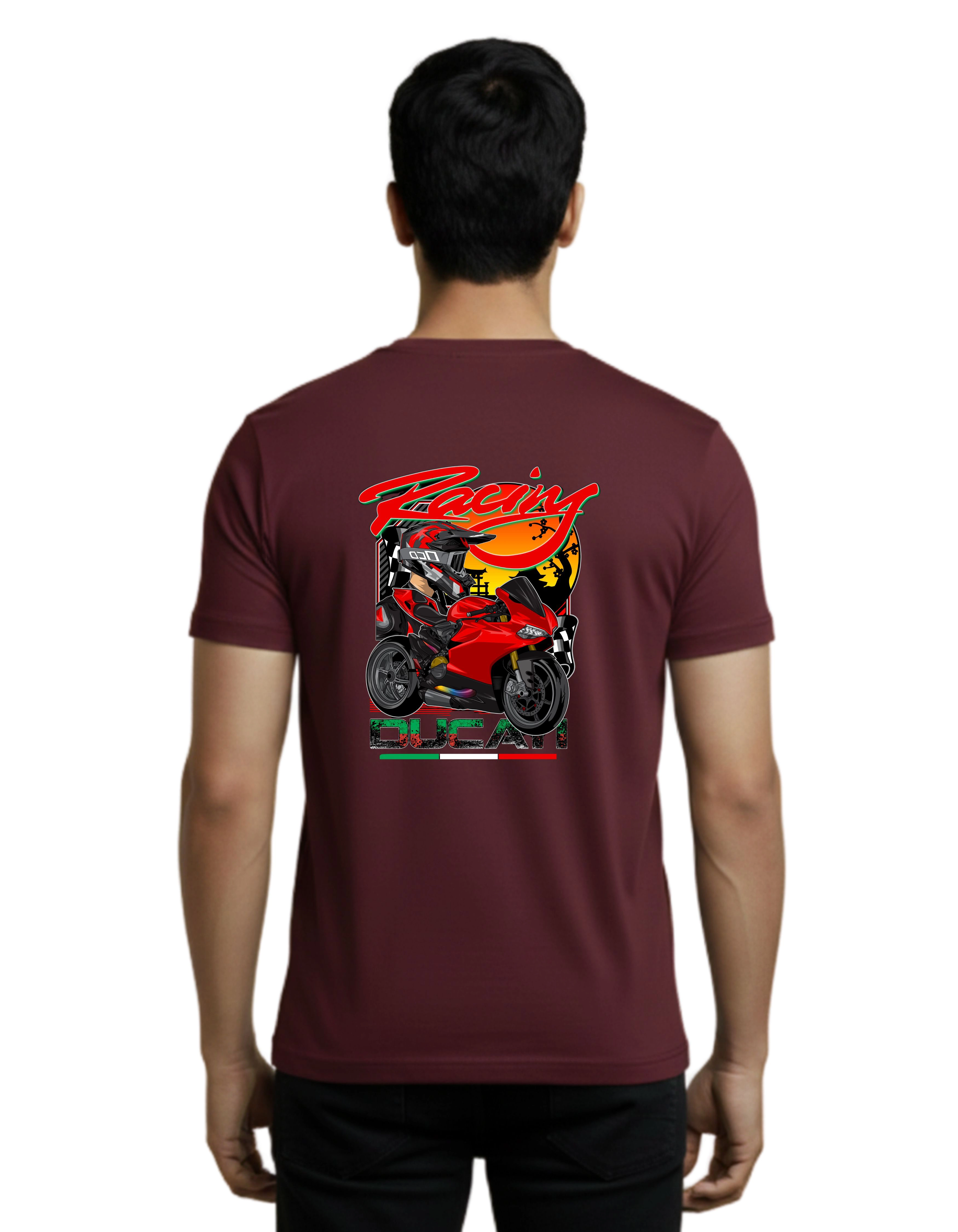 Racing Cotton Round Neck T-Shirt 180 GSM Maroon