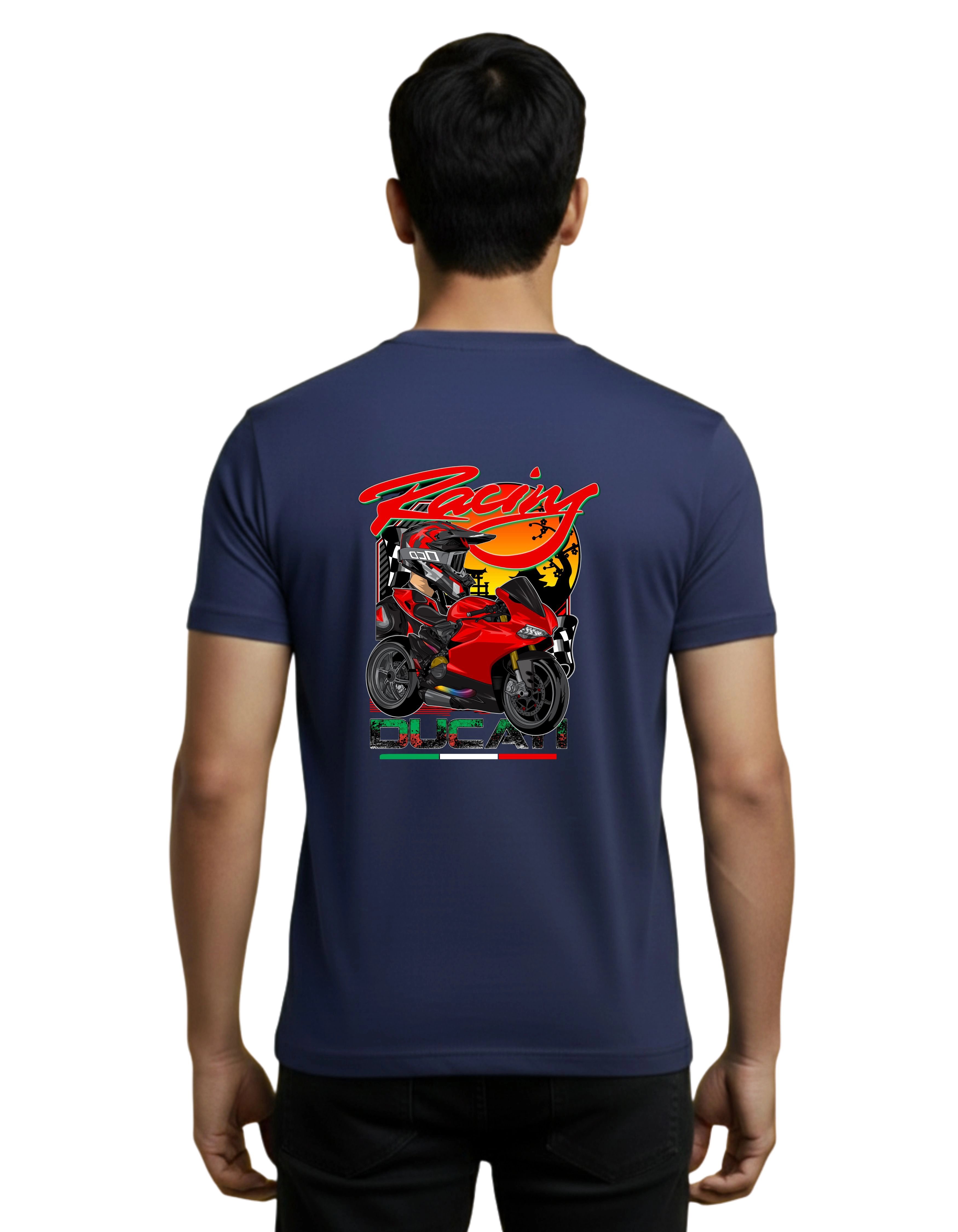 Racing Cotton Round Neck T-Shirt 180 GSM Navy Blue
