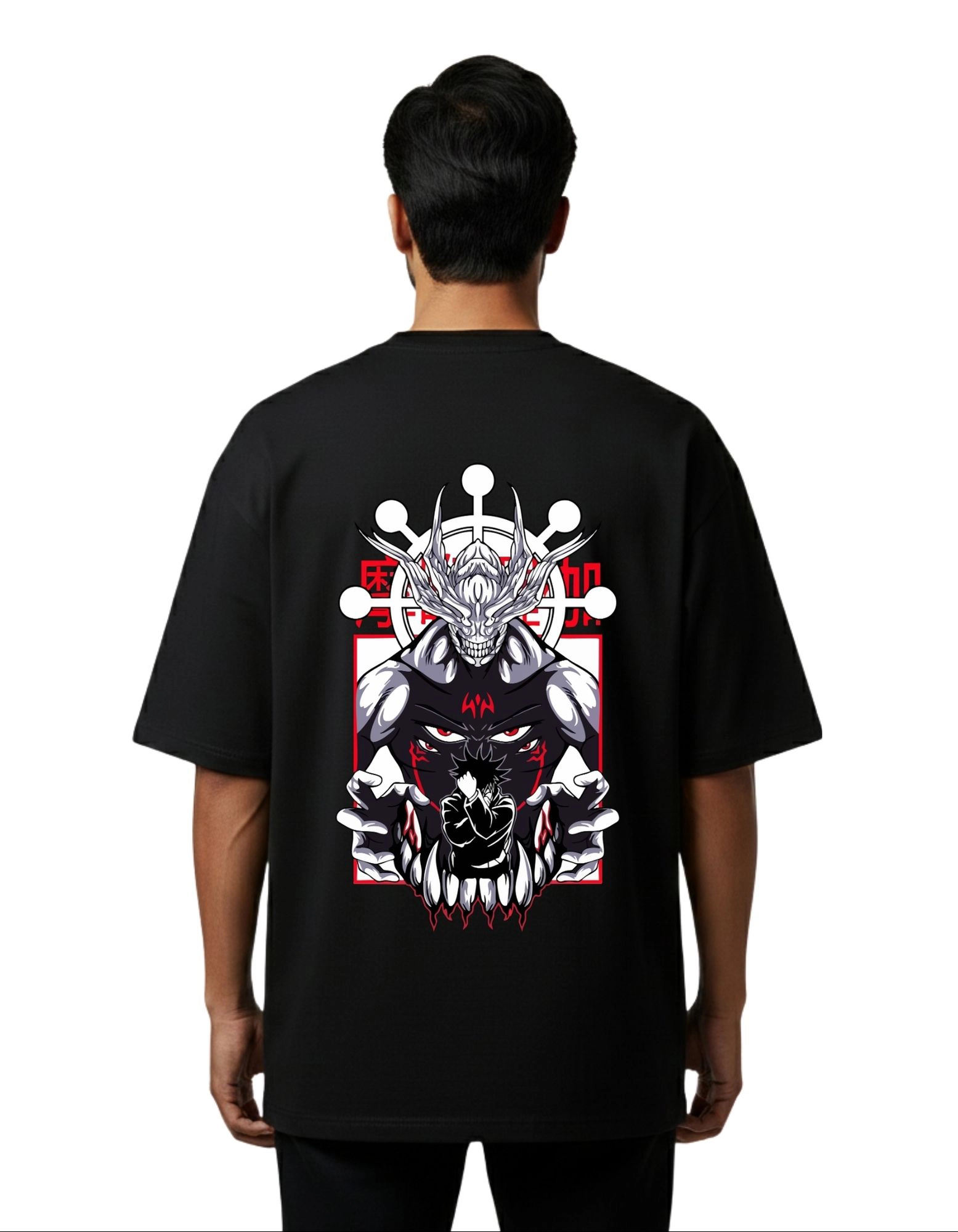 Rage Demon Street Graphic Oversize Cotton French Terry T-Shirt 240 GSM Black