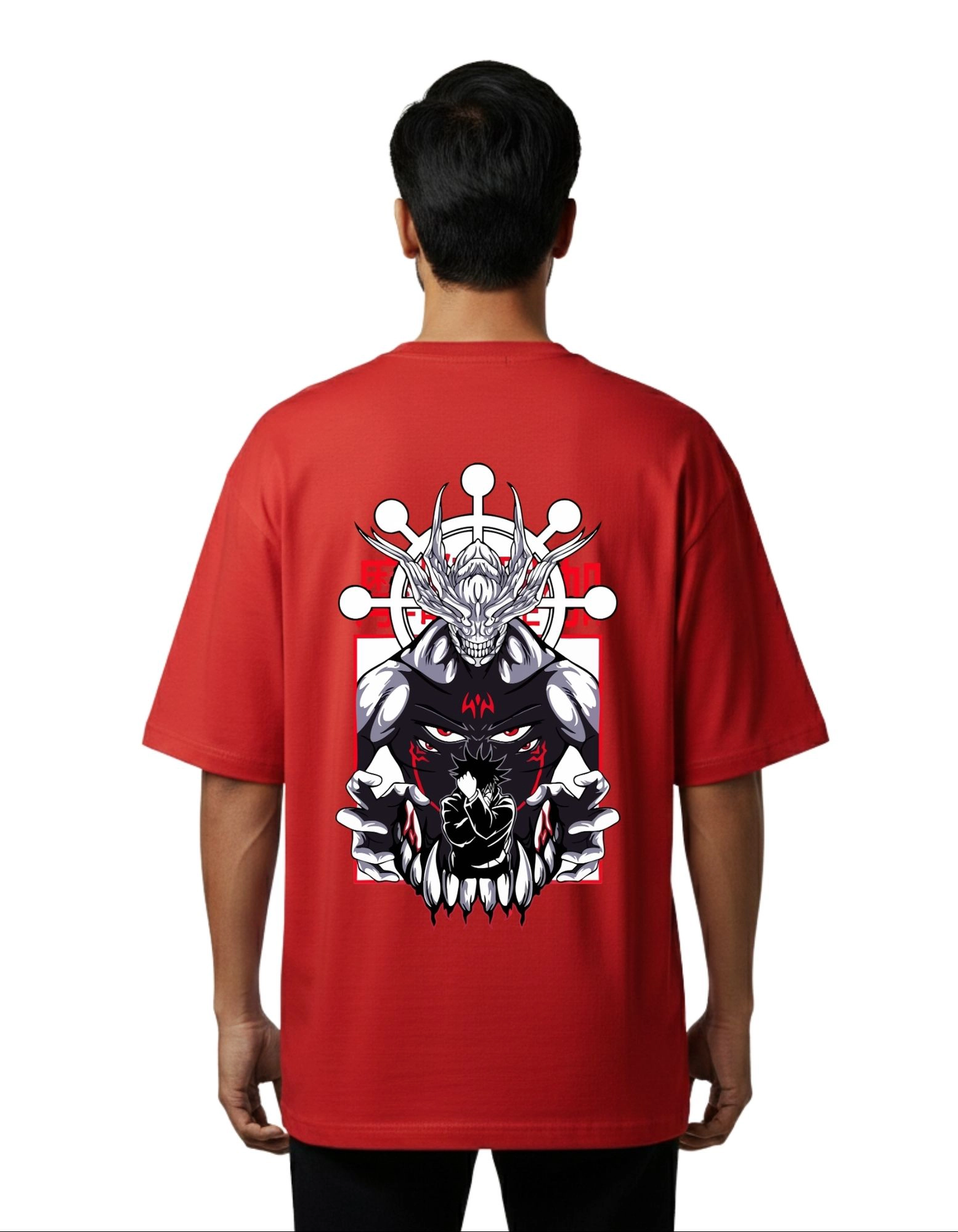 Rage Demon Street Graphic Oversize Cotton French Terry T-Shirt 240 GSM Red