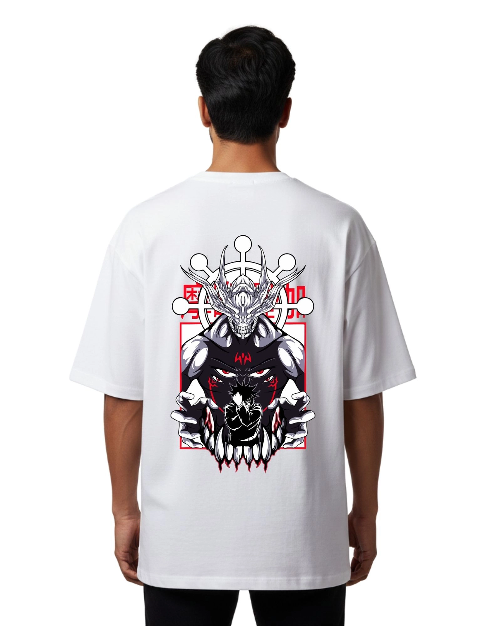 Rage Demon Street Graphic Oversize Cotton French Terry T-Shirt 240 GSM White