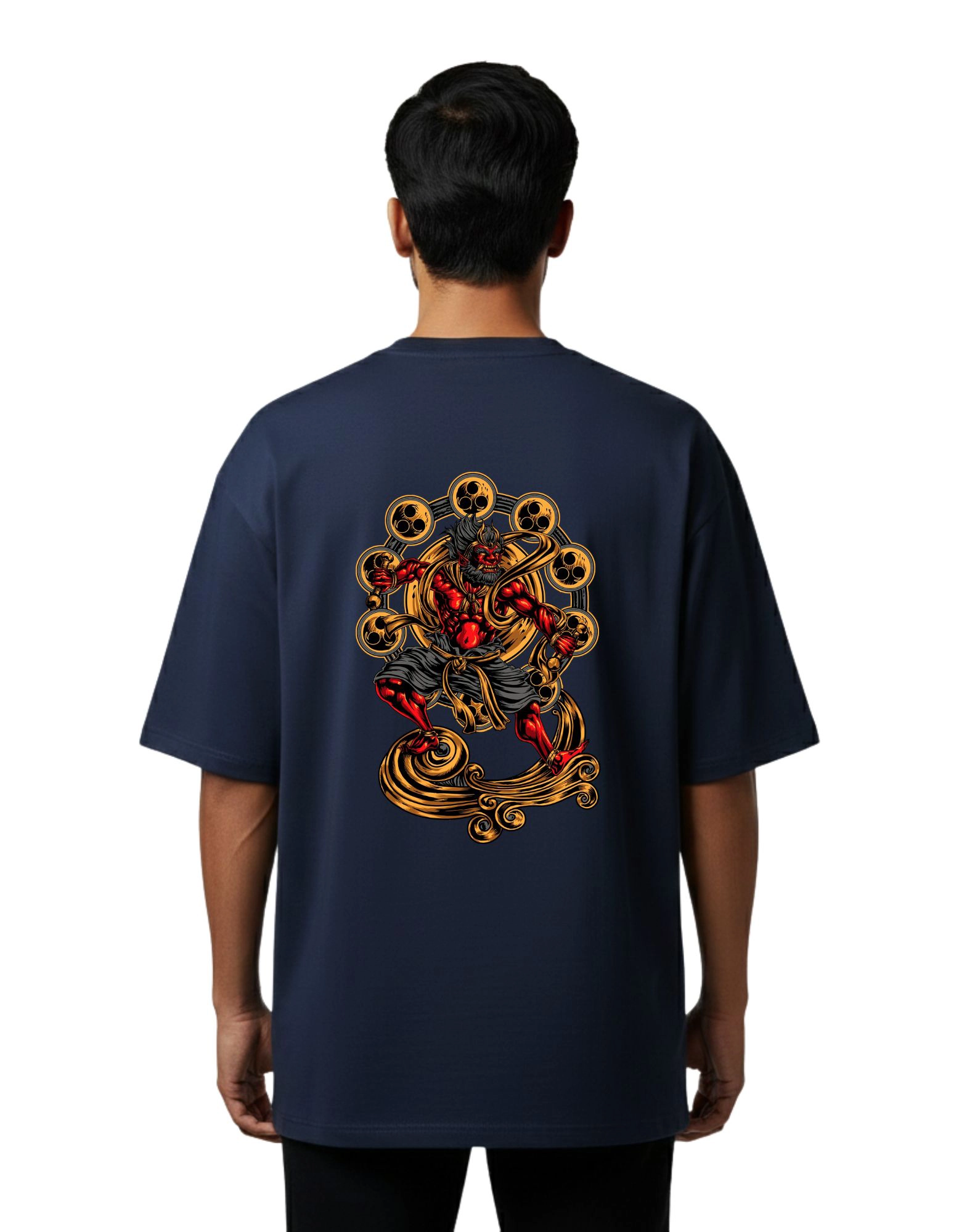 Raijin Oversize Cotton French Terry T-Shirt 240 GSM Navy Blue