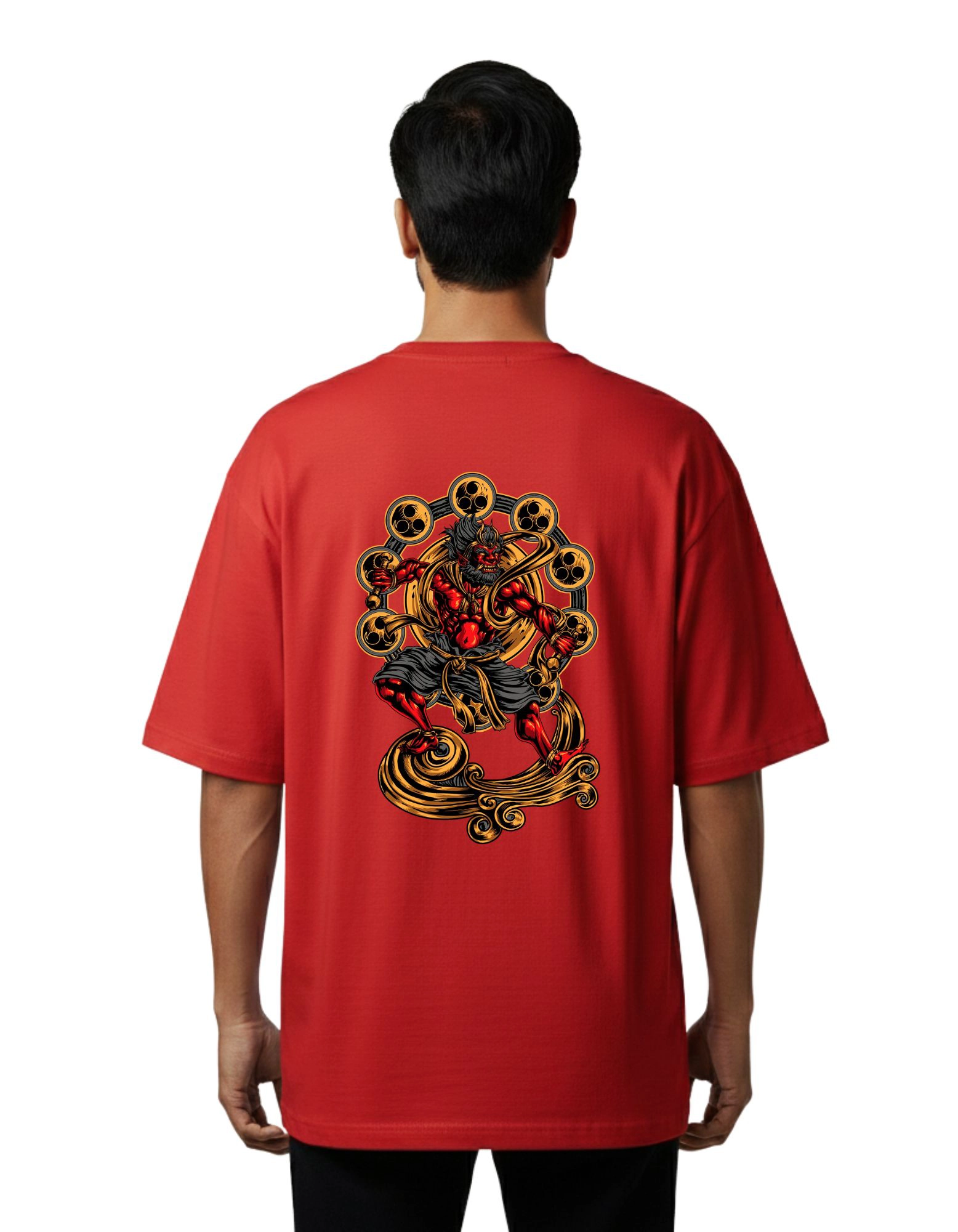Raijin Oversize Cotton French Terry T-Shirt 240 GSM Red