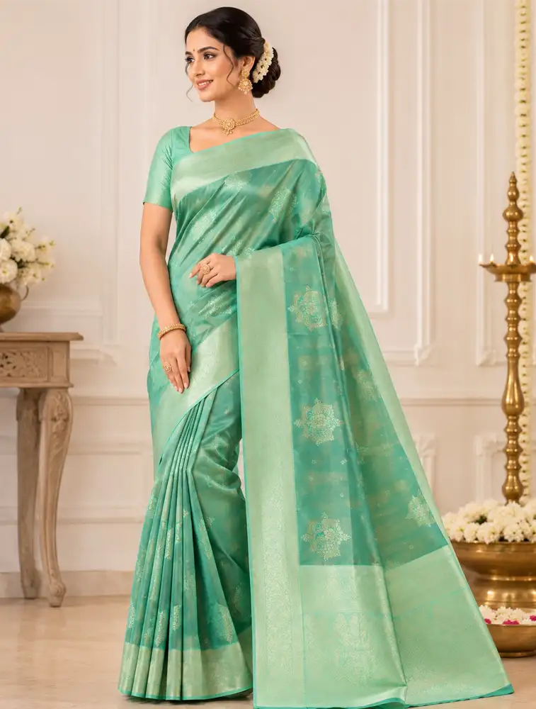 Rama Green  Womens Designer Art Silk Sarees