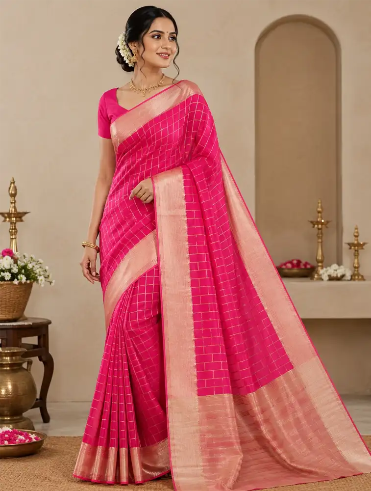 Rani Pink Womens Classic Banaras Soft Silk Sarees 