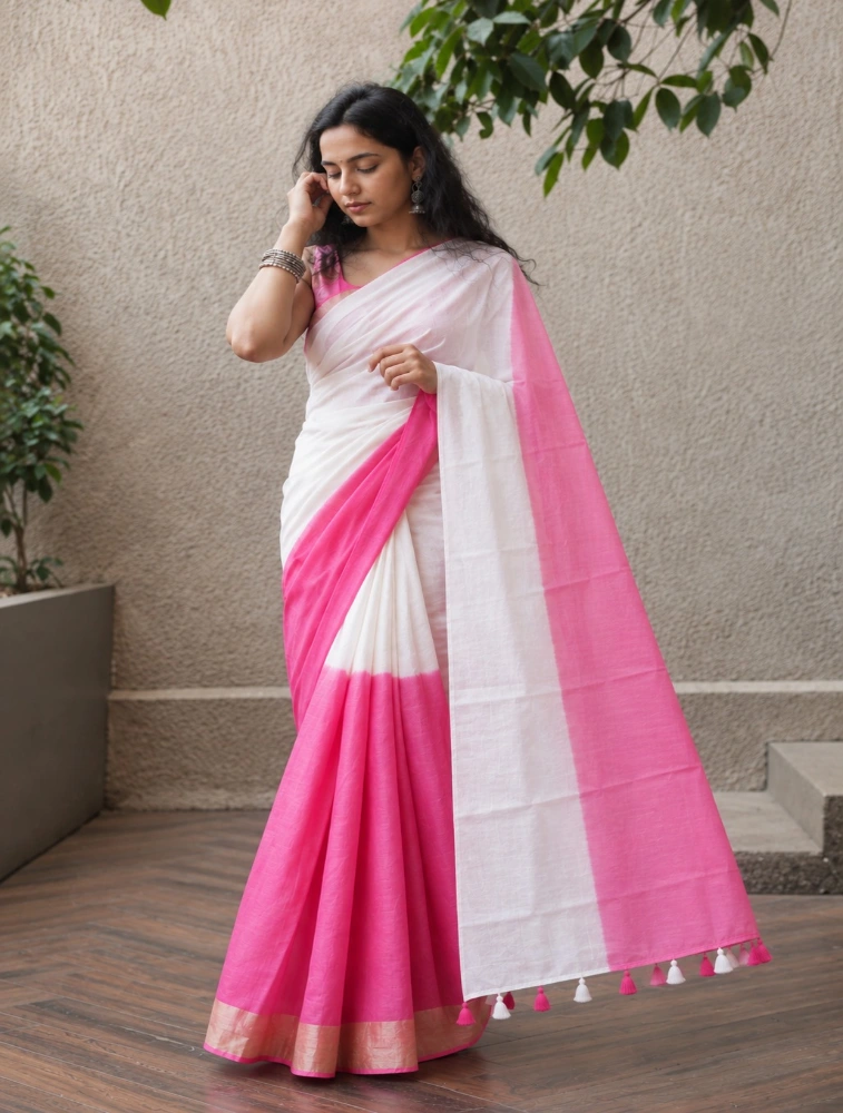 Pink Womens Premium Semi Soft Silk Saree