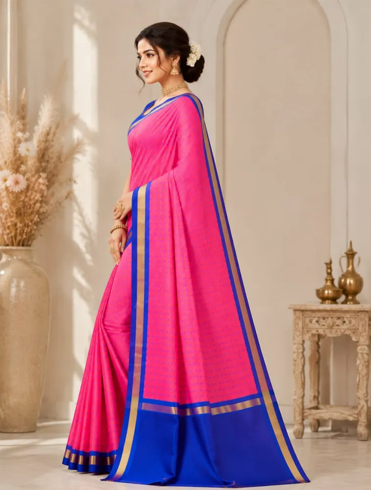 Rani Pink Womens Printed Luxury Acrolic Soft Silk — bulk from ₹1058