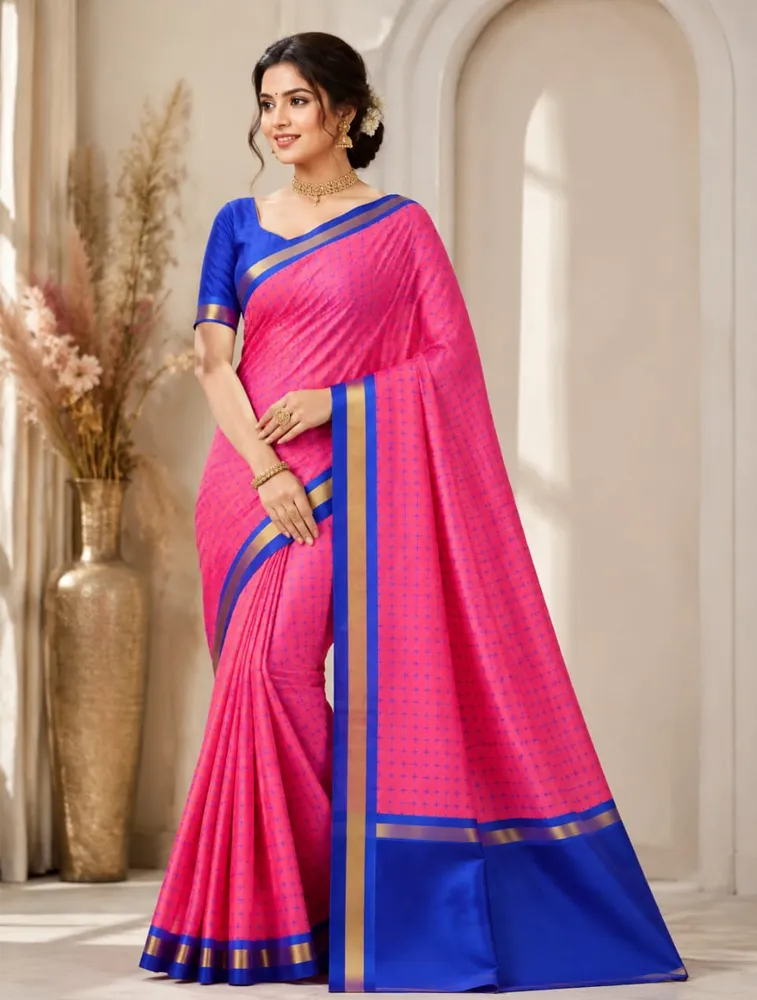 Rani Pink Womens Printed Luxury Acrolic Soft Silk