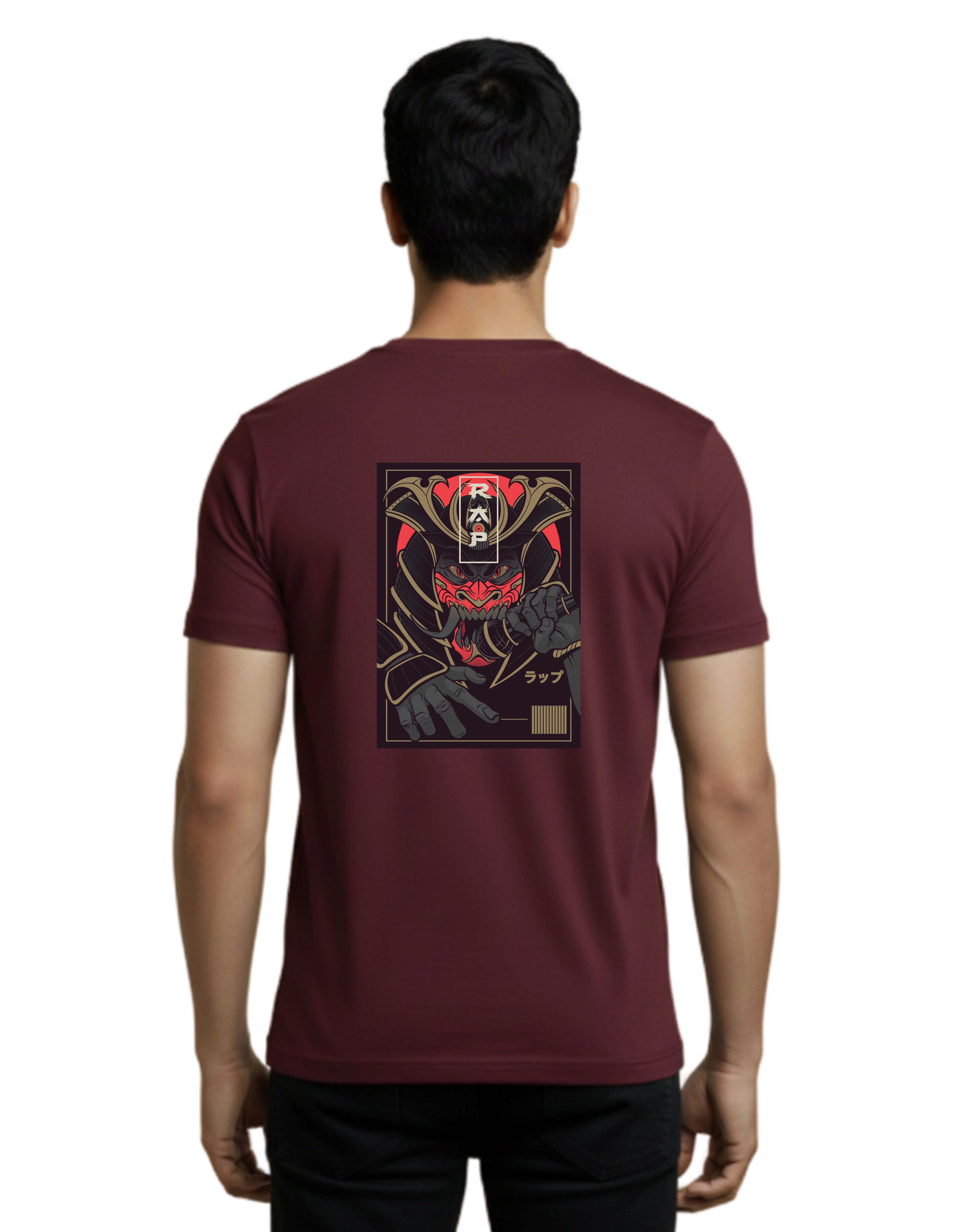 Rap Samurai Cotton Round Neck T-Shirt 180 GSM Maroon