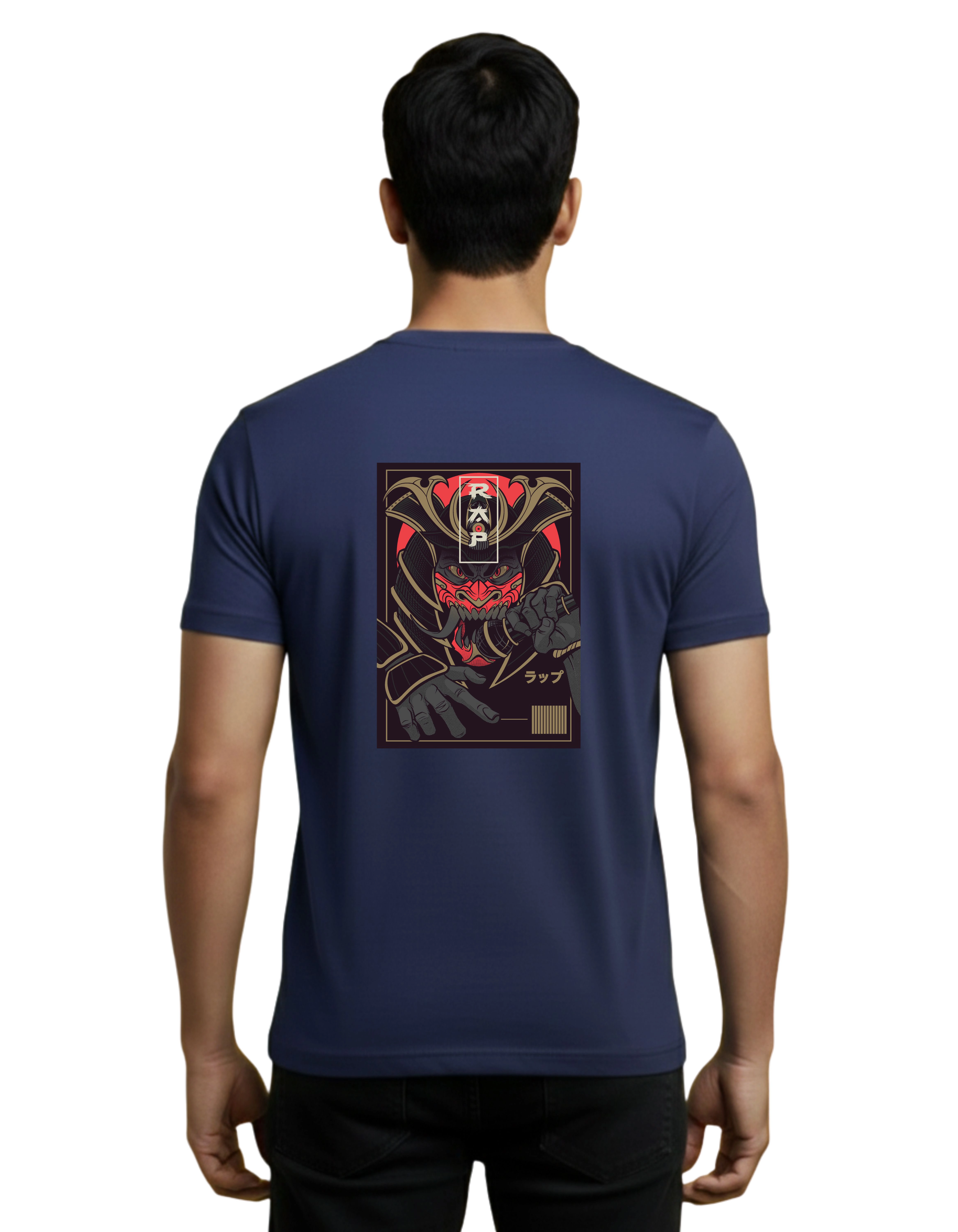 Rap Samurai Cotton Round Neck T-Shirt 180 GSM Navy Blue