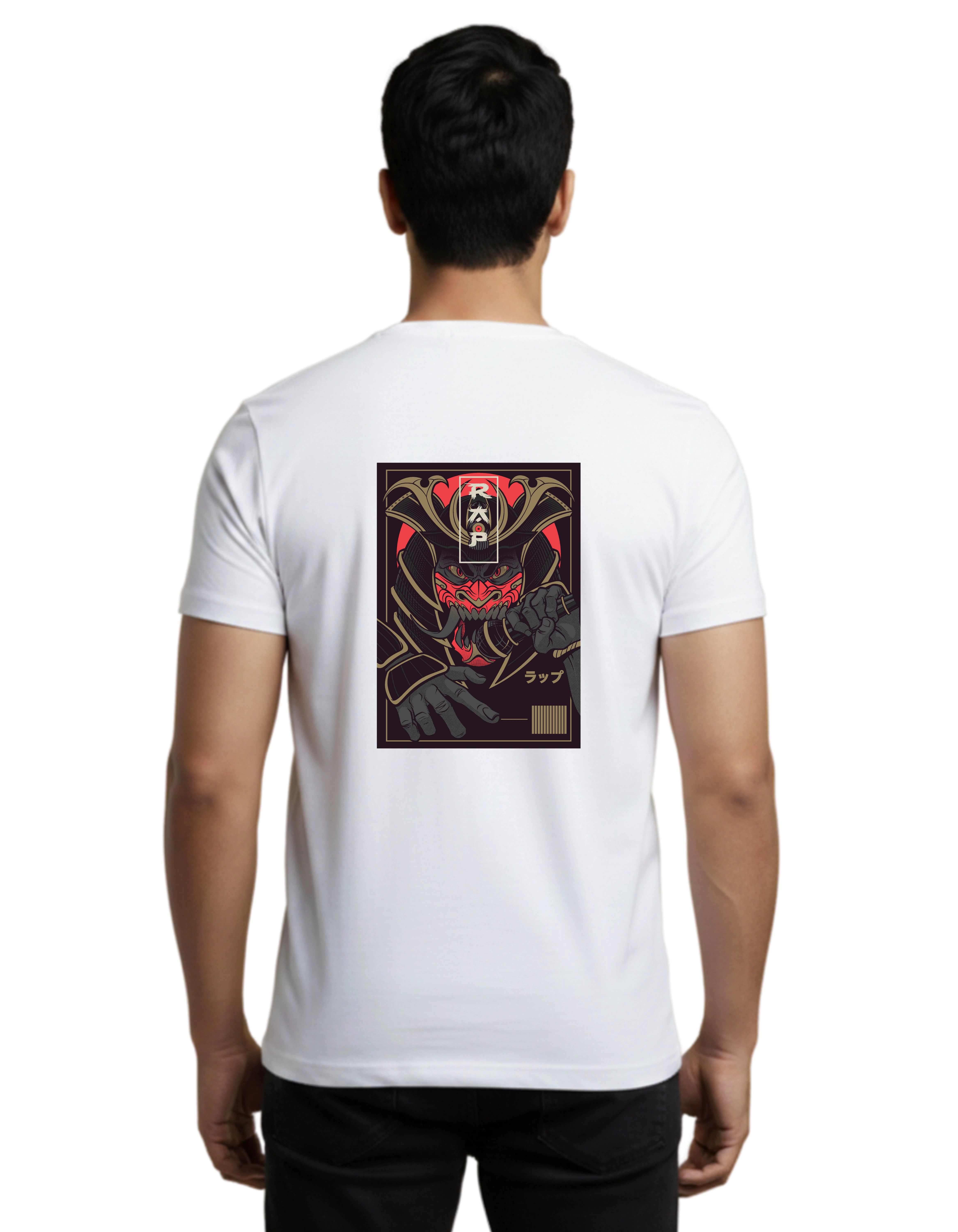 Rap Samurai Cotton Round Neck T-Shirt 180 GSM White