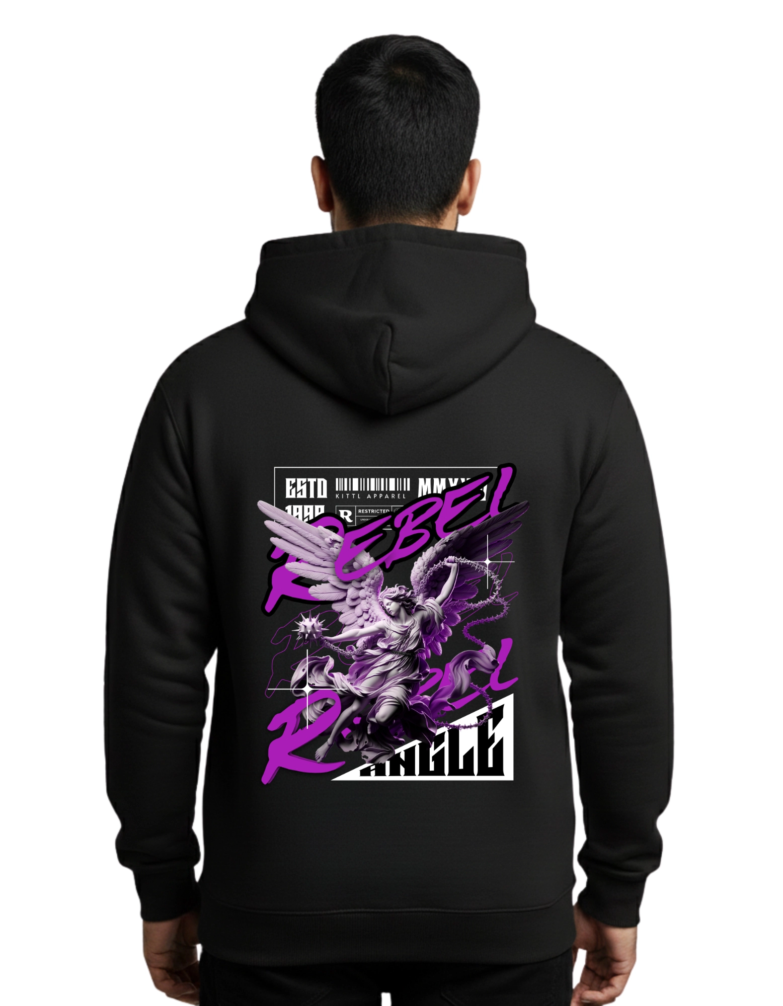 Rebel Cotton Hoodie Without Zipper 300 GSM Black