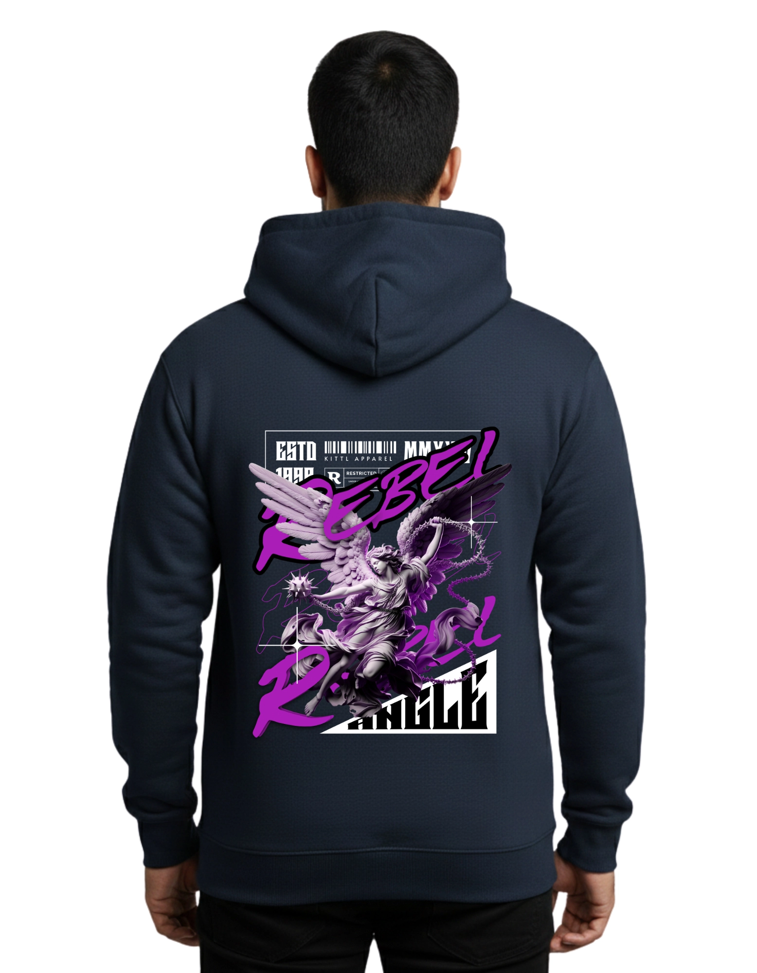 Rebel Cotton Hoodie Without Zipper 300 GSM Navy Blue