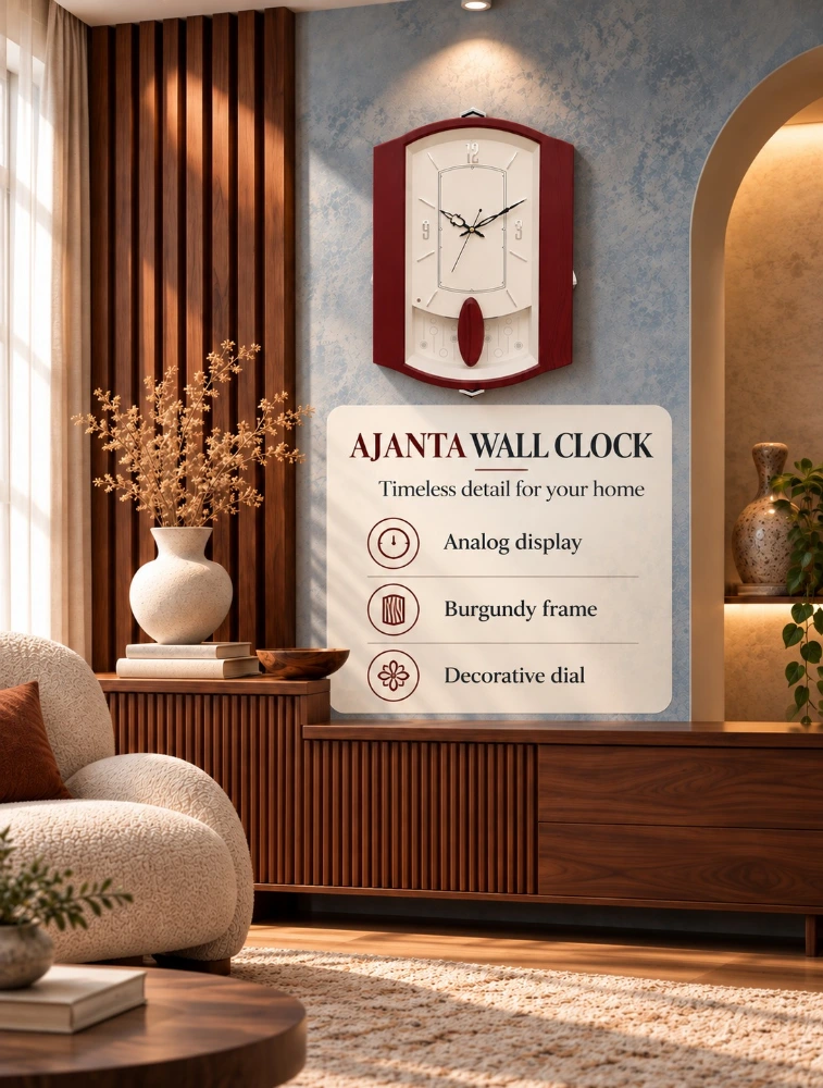 Red Ajanta Contemporary Charm Wall Clock 1927