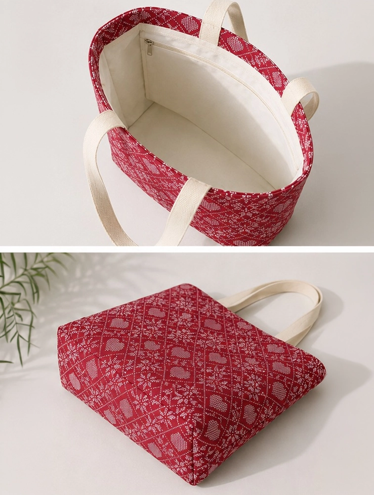 Red And White Printed Canvas Tote Bag — bulk from ₹243