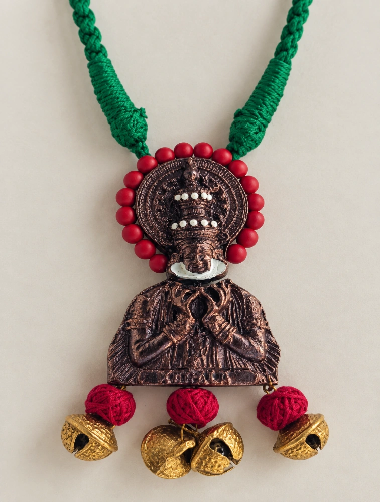 Red Artisan Handmade Divine Motif Terracotta Jewellery Set