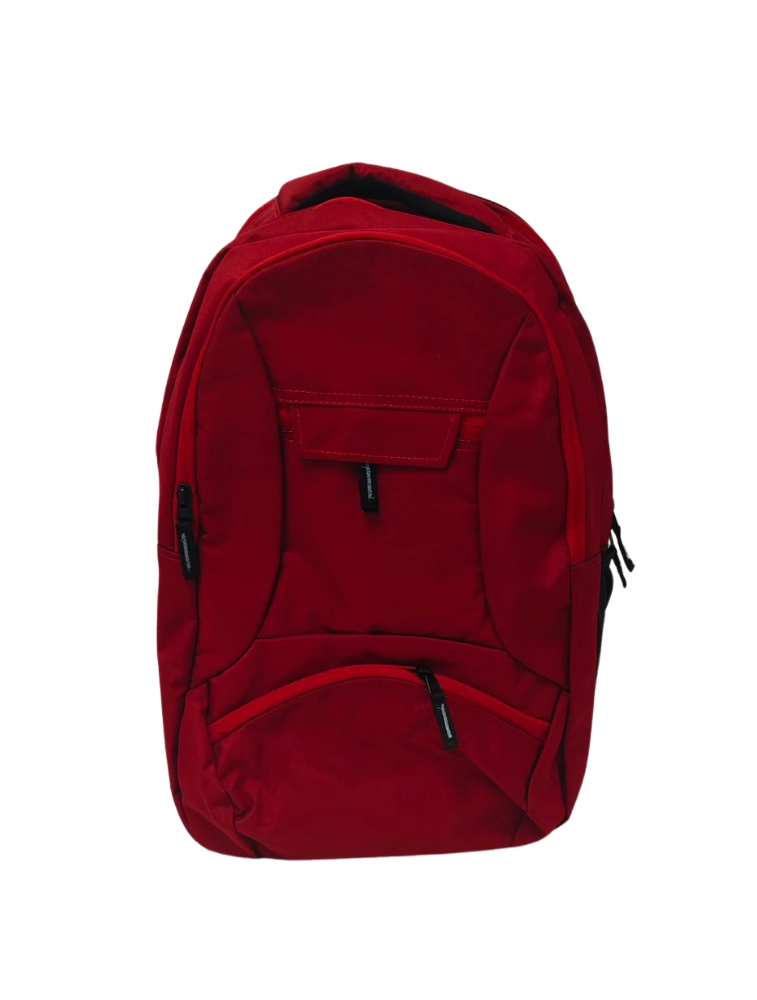 Red Casual Polyester Backpack With Multiple compartments   
