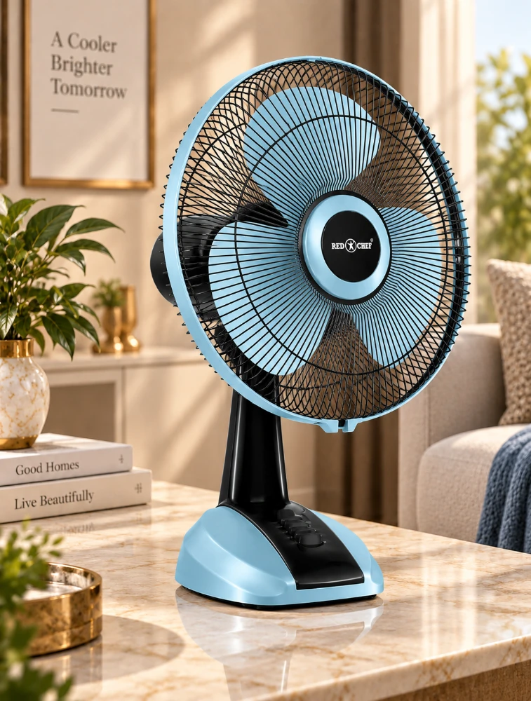 Red Chef Kitchen Breeza Table Fan Mist Blue