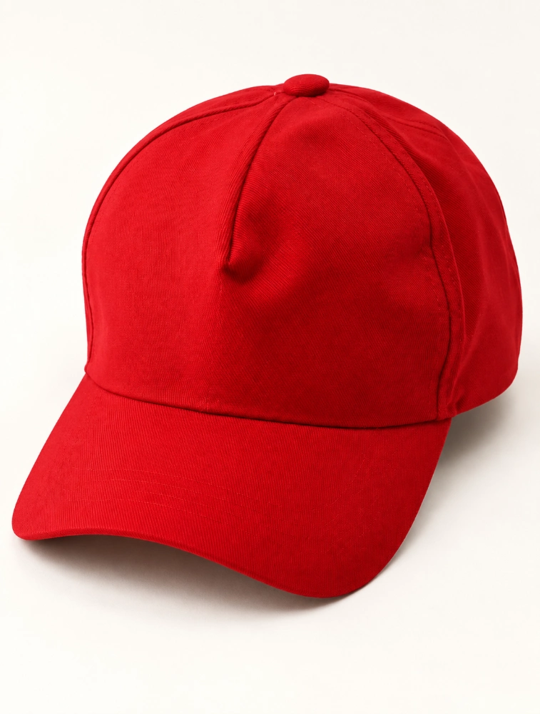 Red Cotton Basic Cap with Velcro Closure