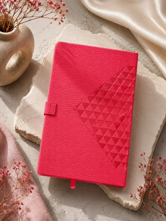 Red Diamond Texture Magnetic Diary